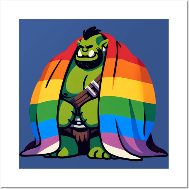 Comfy Womfy Pride Orc Husbando LGBTQ Rainbow Wall Art by Blue Bull Bazaar